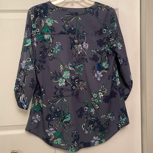 Croft & Barrow Floral Popover Top with Quarter Length Sleeves Medium - Picture 7 of 12